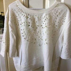 Free people cropped laser cut out sweater
